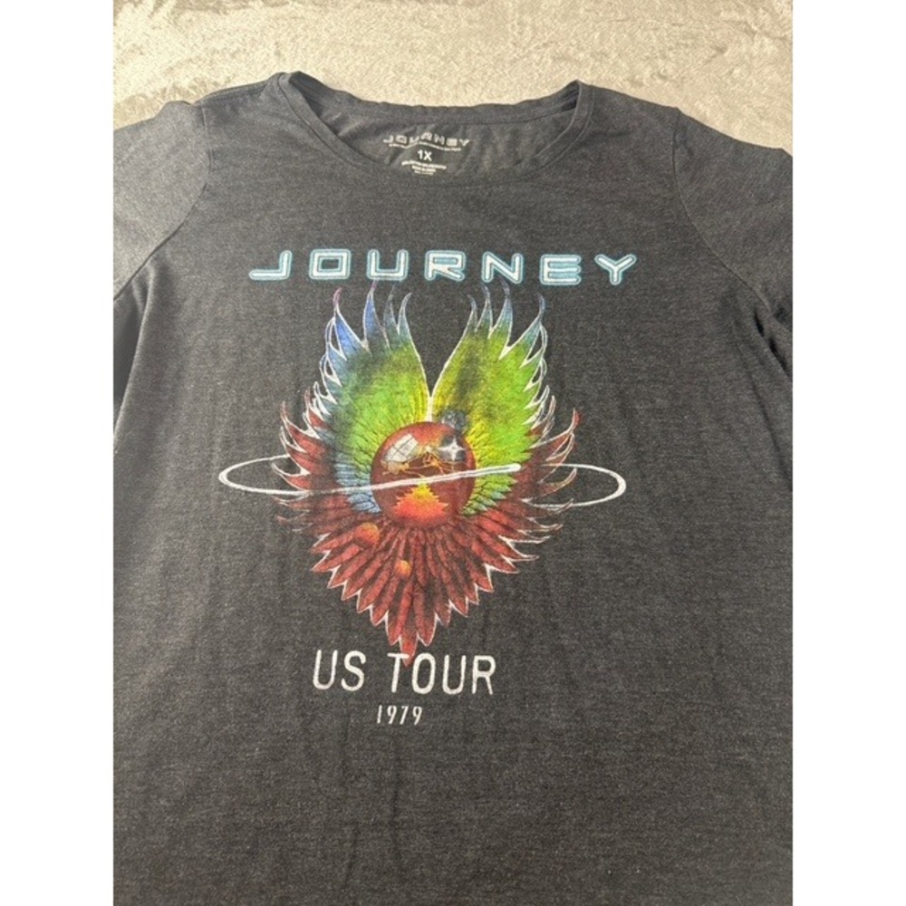 Journey T-Shirt Women 1X US Tour 1979 Graphic Charcoal Heather Short Sleeve Tee